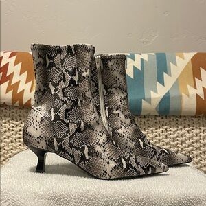 Abound Snake Print Ankle Boots - Black and Cream